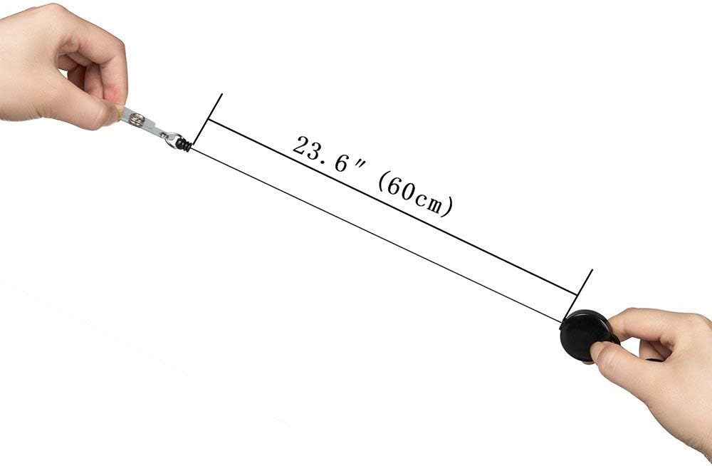 YOUOWO Lanyard Black Retractable Badge Reel with Badge Reel Clip for id Card Badges Holders Vertical Punched Zipper Waterproof 2 Pack