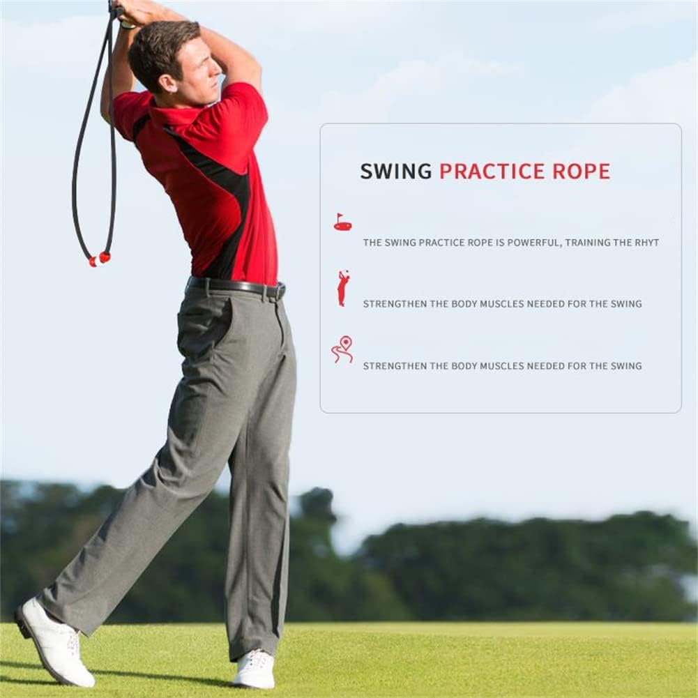 Golf Swing Trainer, Golf Swing Trainer Aids Set, Distance Rope Improve Swing Speed Lagging Rhythm, Golf Warm-Up Stick for Strength & Tempo Training Arm Band for Golf Beginner Black