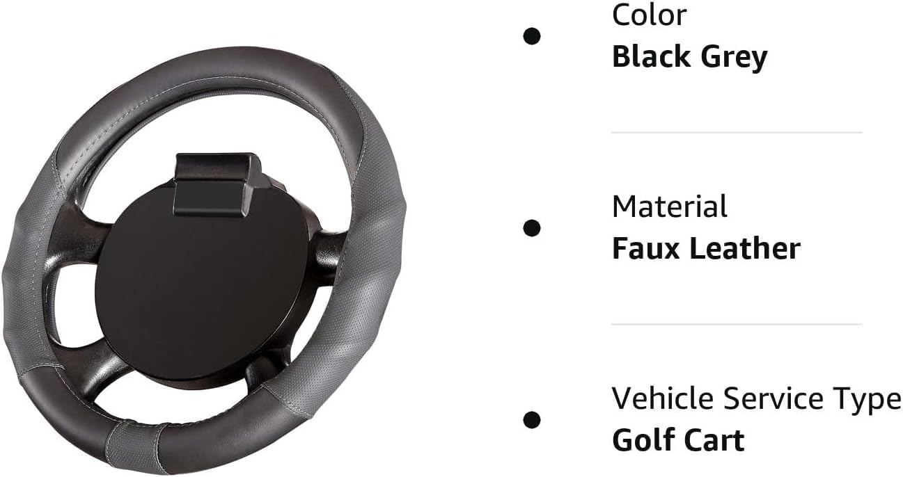 10L0L 13 Inch Golf Cart Steering Wheel Covers for EZGO TXT&RXV, Upgraded Microfiber Anti-Slip Steering Wheel Cover with Pu Leather