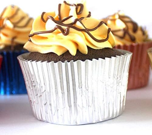 Eoonfirst Silver Foil Cupcake Case Liners Baking Muffin Paper Cups 200 Pcs