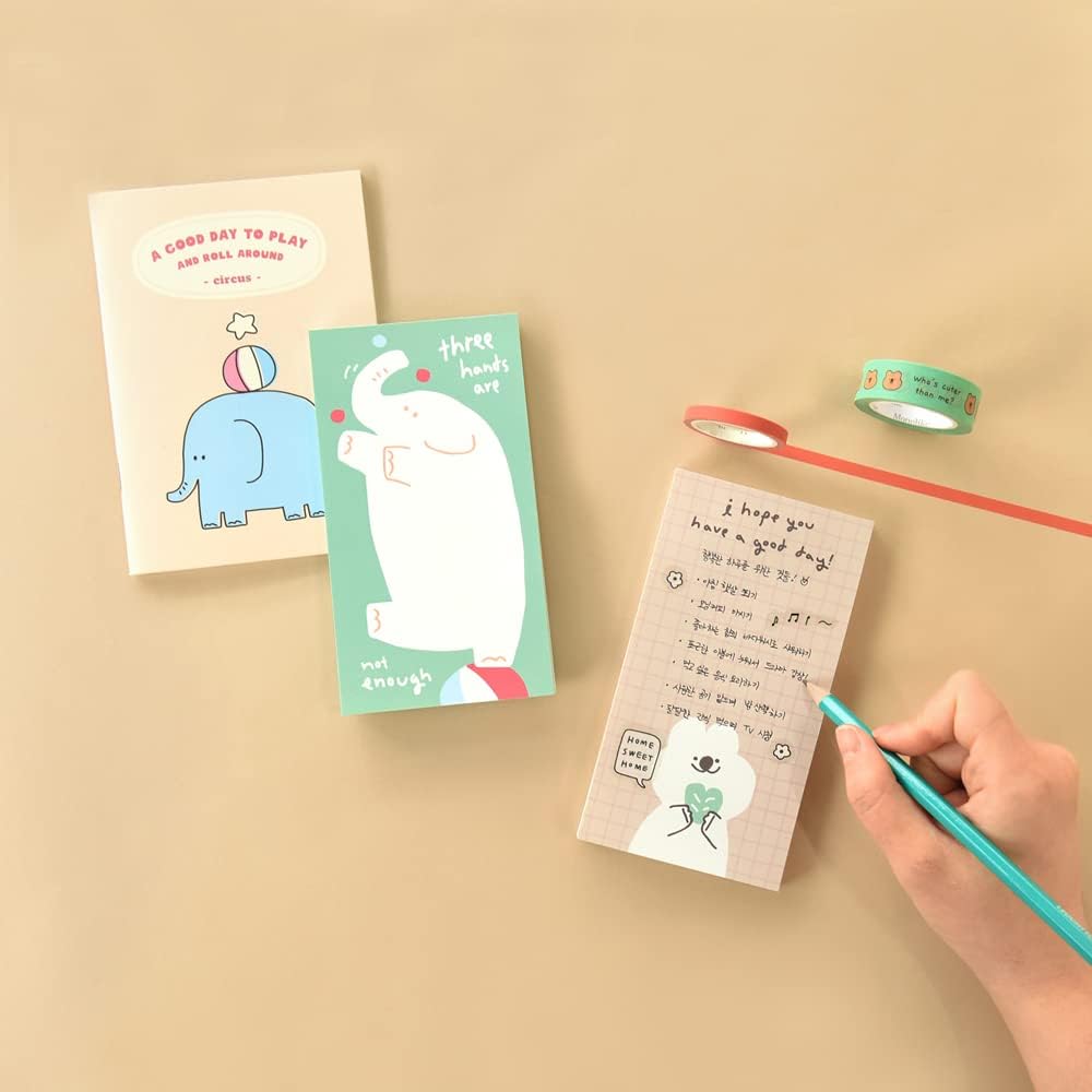 Monolike Memopad Storytown Afternoon B SET - 4 Packs, 4 Different Designs, 80 Sheets Per Pad, Total 320 Sheets, Note pads, Writing pads, 80x148mm