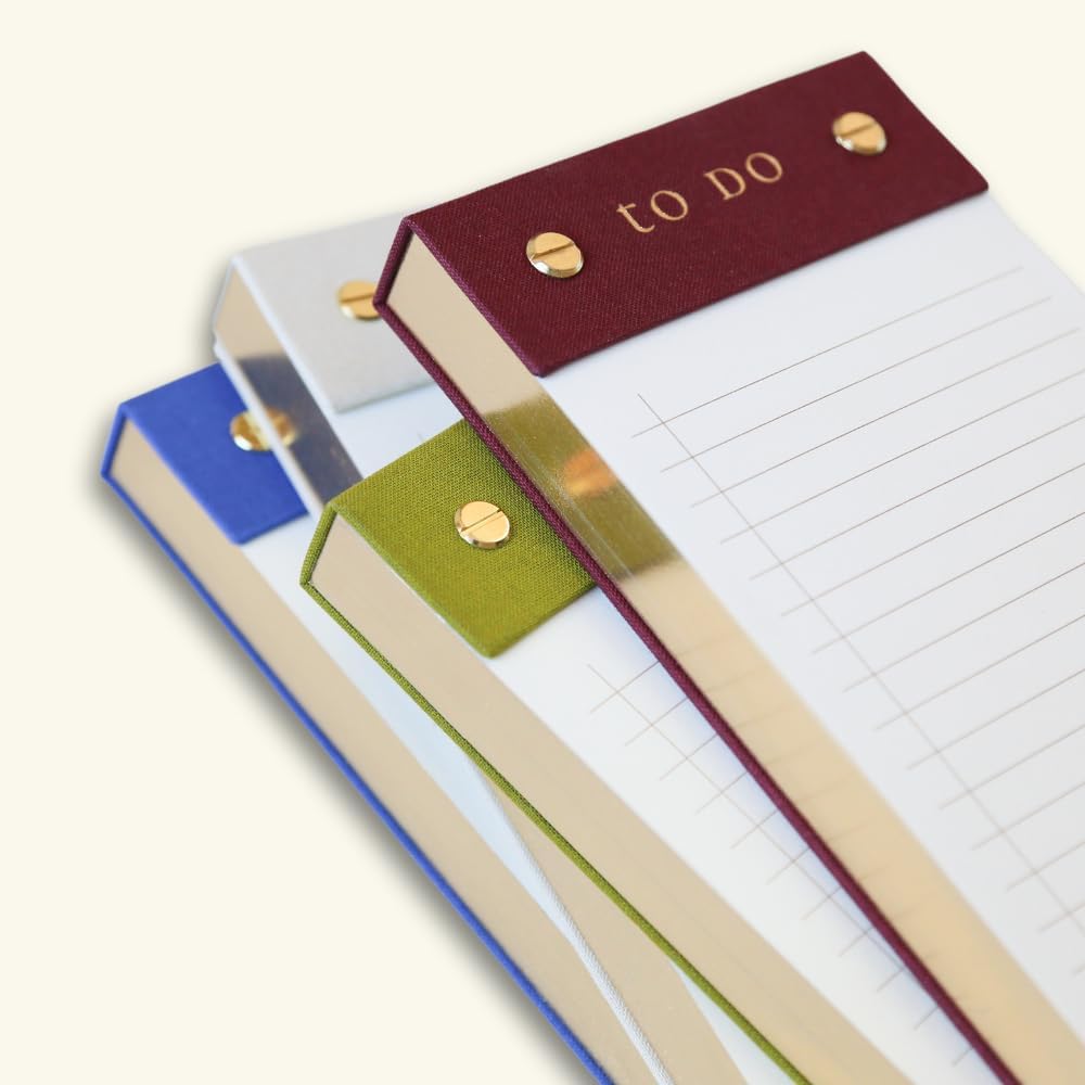 Graphique Post-Bound List Pad Luxe Collection, Perforated Sheets To-Do Notepad, Hardcover Binding, Gold Foil Embossing, 100 Pages, 4” x 9.75”, Plum Red