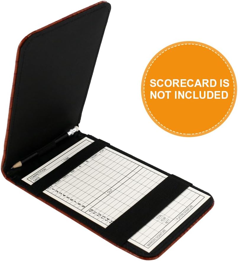 Myartte Golf Scorecard Holder Cover Yardage Book Cover with Golf Ball Marker and A Free Pencil 4.5 × 7.5 inches Black Blue Pink Multi-Color