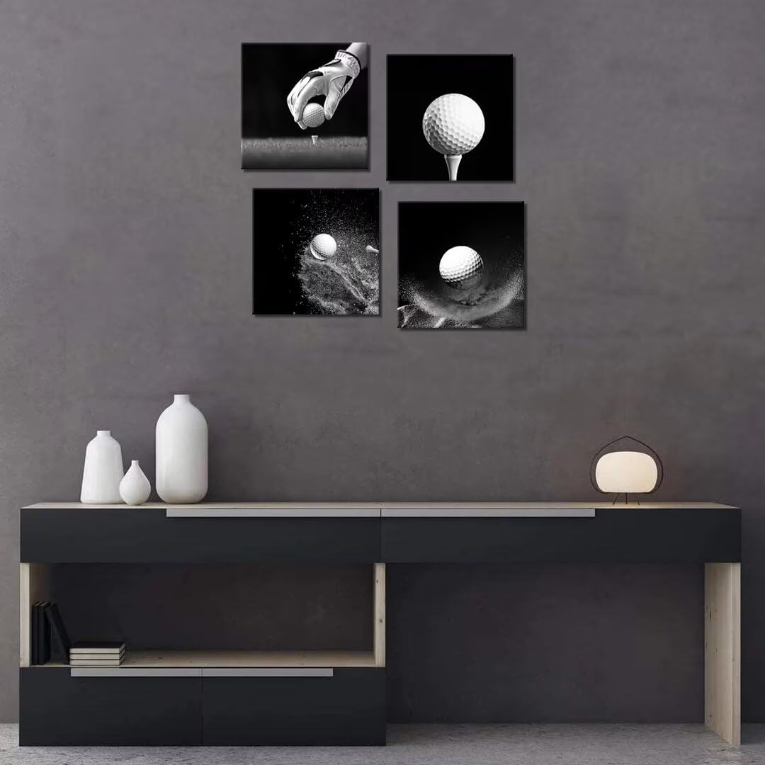 Pankila Golf Ball Wall Art for Office Living Room Bedroom Golf Pictures Canvas Prints California Golf Wall Decor Home Decorations Painting Framed Artwork Ready to Hang (24''W x 24''H x 4)