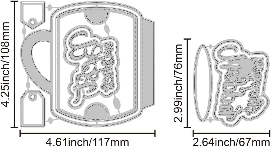 GLOBLELAND Cup Gift Card Holder Cutting Dies for Card Making Coffee Tea Cup Cut Die for DIY Scrapbooking Journal Embossing Paper Craft Decor