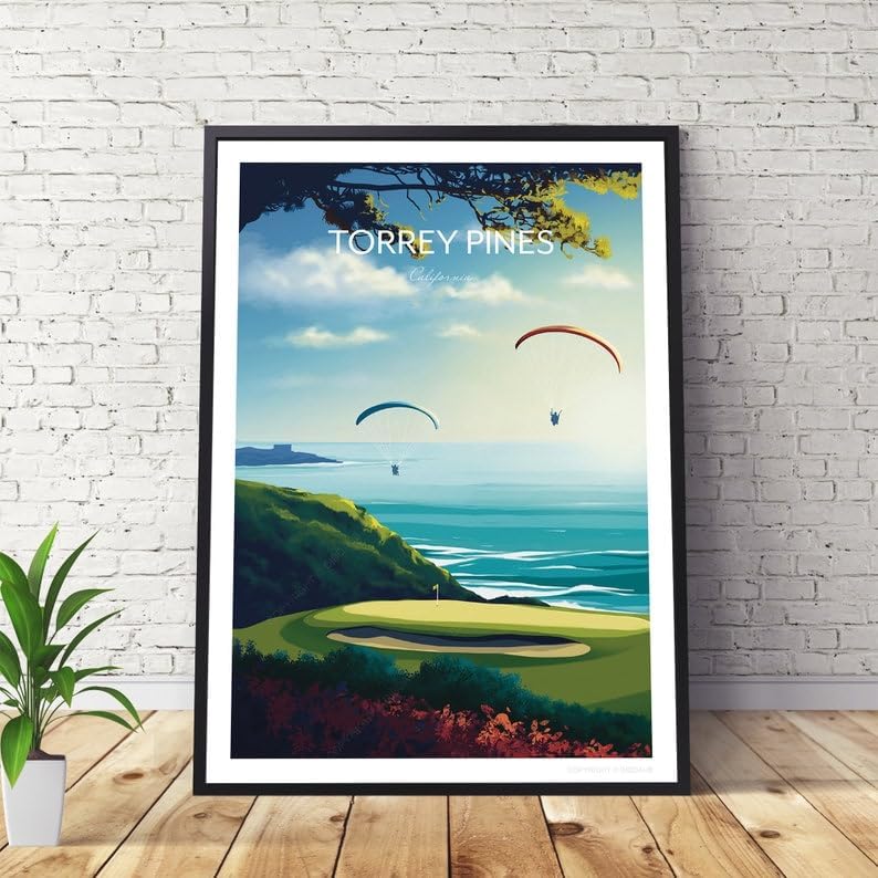 Torrey Pines Golf Poster - San Diego, California Travel Wall Art, Torrey Pines Golf Poster, California Golf Course Print, Golf Art Wall Decor (Unframed) (11x14)