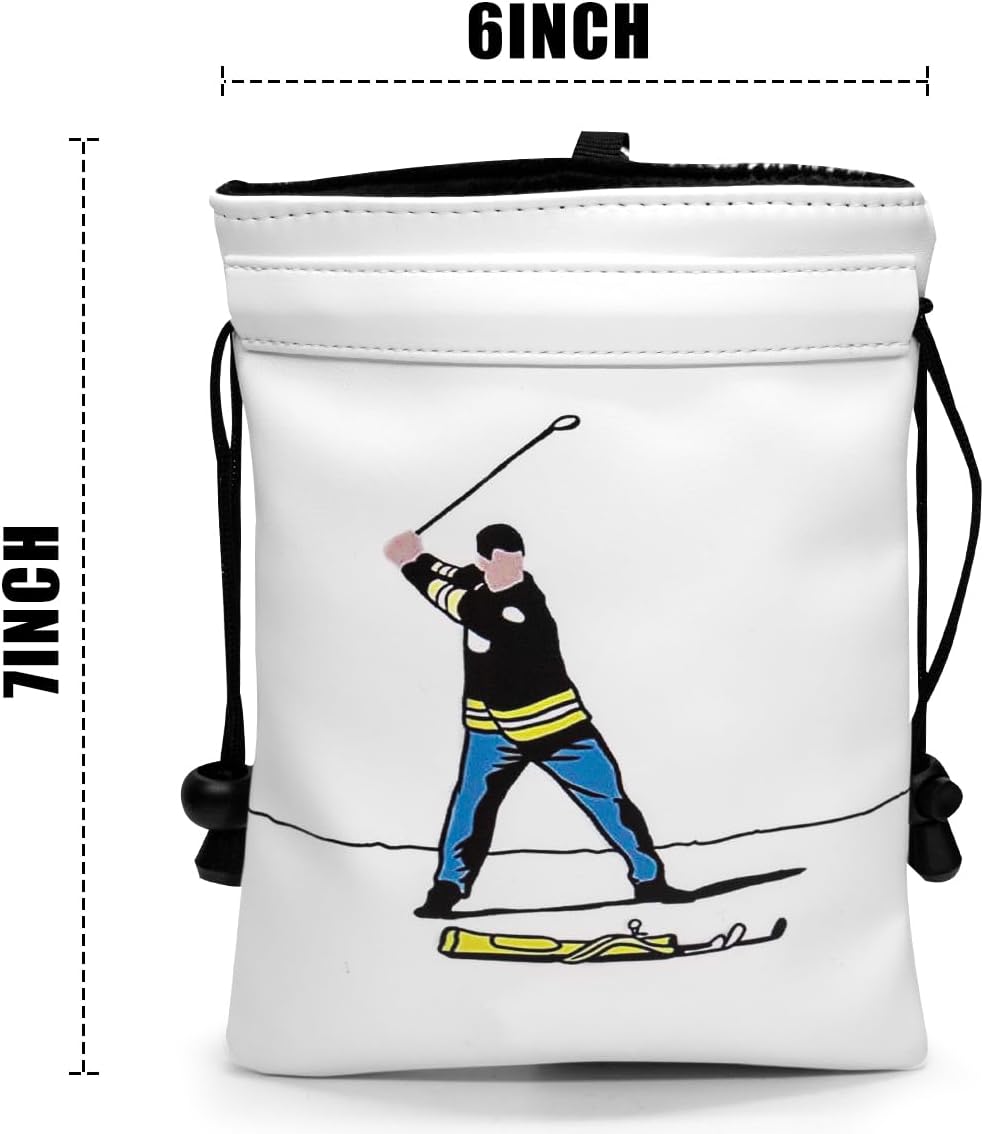 Funny Golf Valuables Bag with Drawstrings - Synthetic Leather Tee Pouch for Men, White Gifts for Golfer