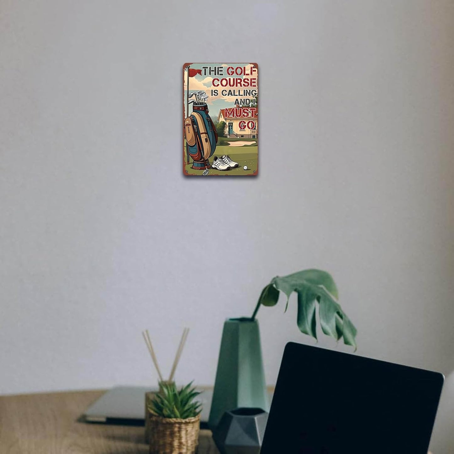 Golf Poster Golf Metal Tin Sign The Golf Course is Calling and I Must Go Poster Home Decor Garage Bar Restaurant Kitchen Cafe Bar Pub 8x12 Inch Wall Art Decor
