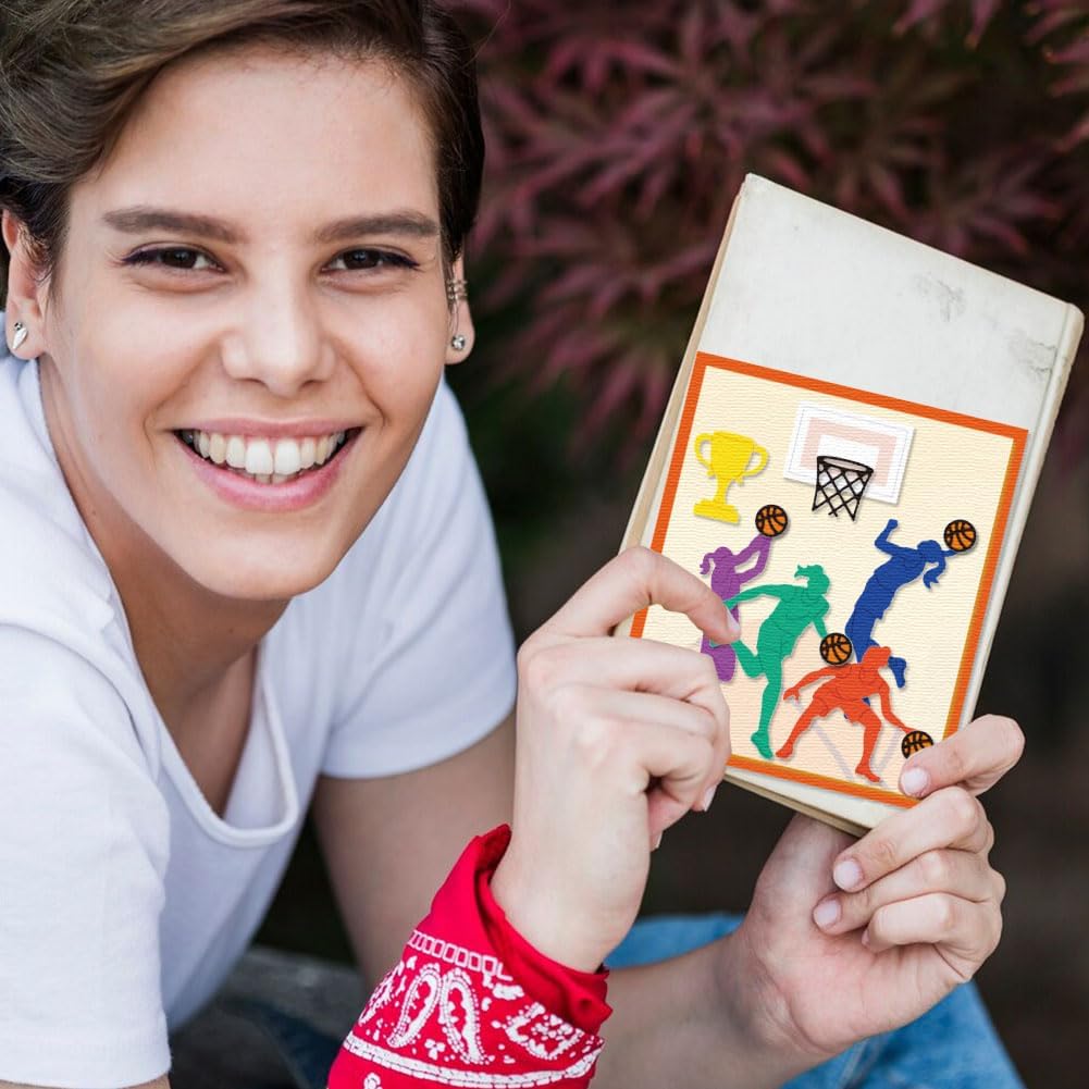 Basketball Player Cutting Dies Sports Season Card Making Die Cut Carbon Steel Die Cuts Stencils Card Scrapbooking Embossing Template for DIY Paper Craft Making Album Gift Invitation Decor