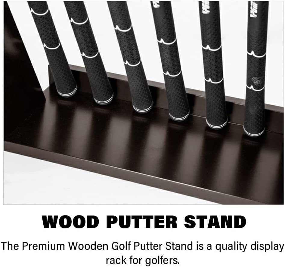 Katzowen Golf Club Rack for Garage, Wooden Golf Clubs Display Stand, 7 Golf Putter Holder, Indoor & Outdoor Golf Club Storage Shelf Organizer Equipment