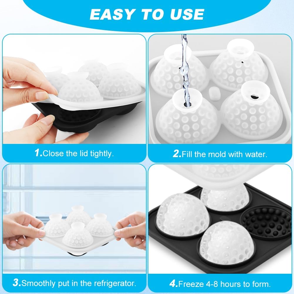 Molds for Golf Ball of Ice Cube,Silicone Mold for Cocktails,Whiskey,Sphere Ice Mold(Black)
