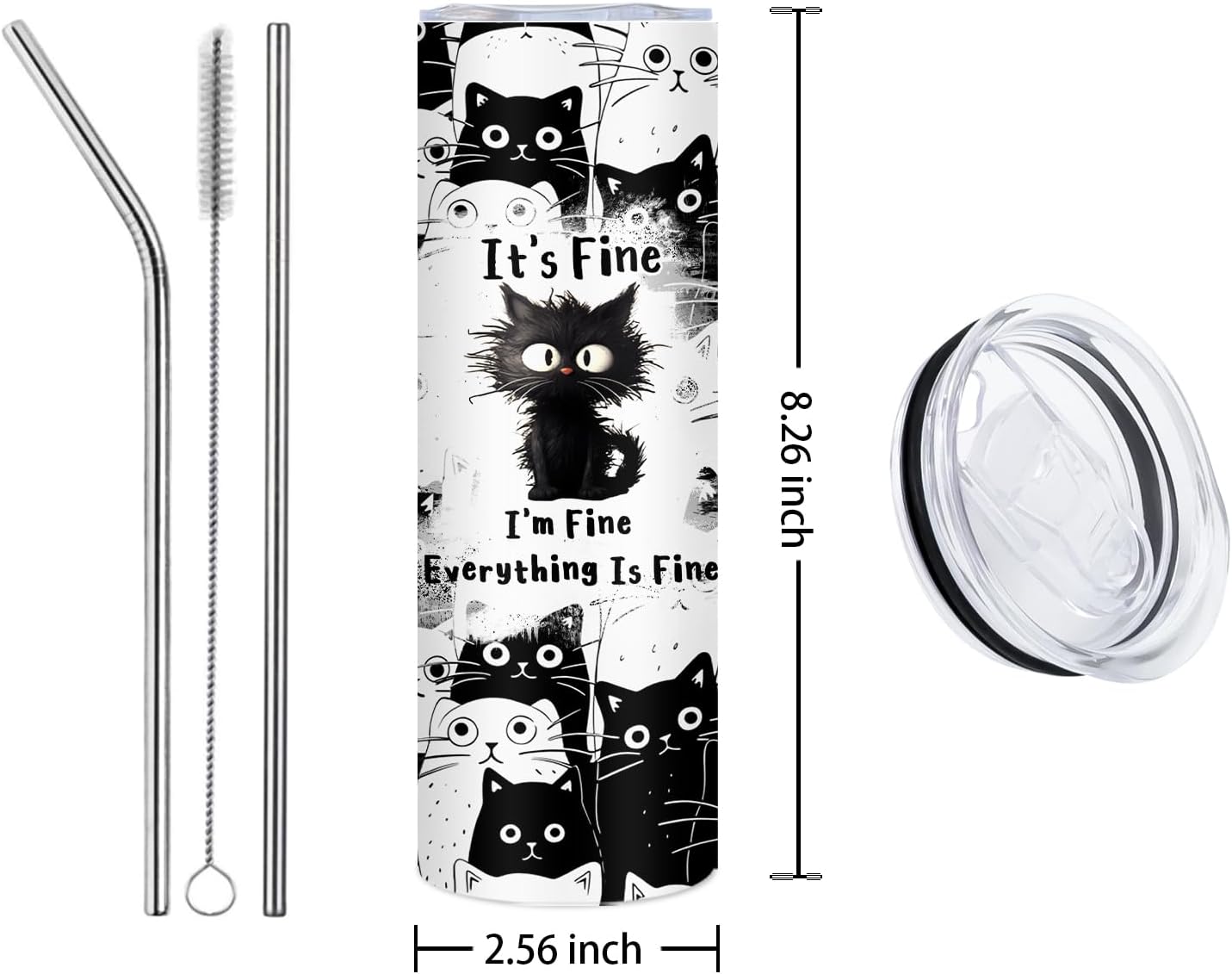 Cat Lovers Gifts, Cat Gifts For Women, Black Cats Tumbler 20oz, Cute Tumblers For Woman With Lid And Straw, Stainless Steel Cup Cats Gift Birthday Christmas Party Gift For Women