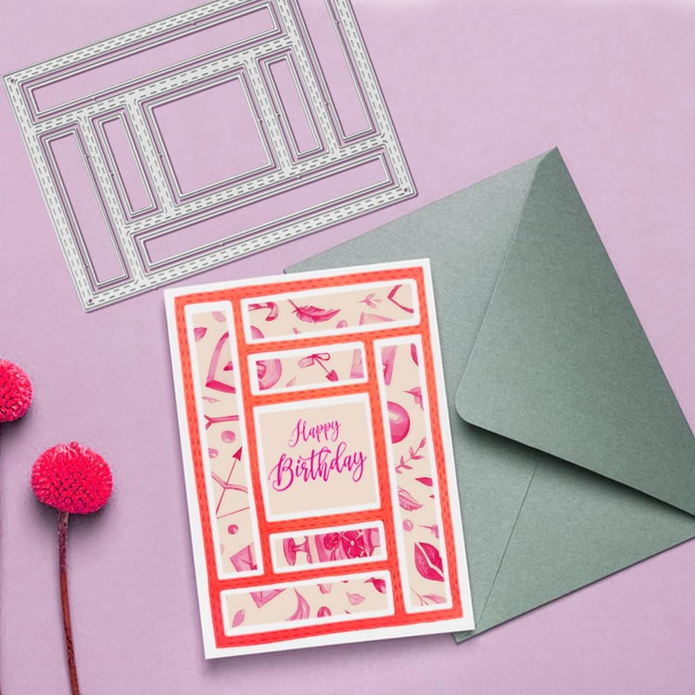 3 PCS Rectangular Die Cuts for Card Making, AFUNTA Frame Scrapbook Metal Cutting Dies Embossing Tools for Card Making Supplies, Paper Album Decor