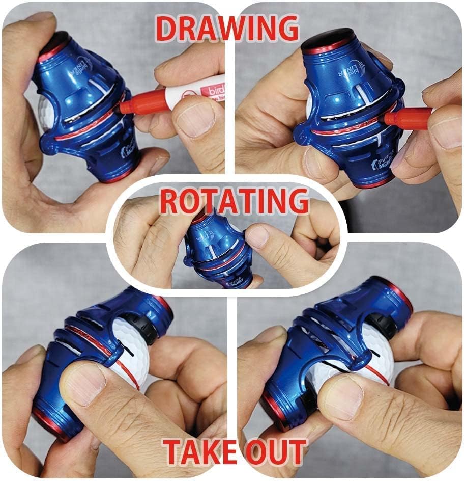 360-Degree Golf Ball Marker Alignment Tool Kit with 3-Color Pens and Gift Box.