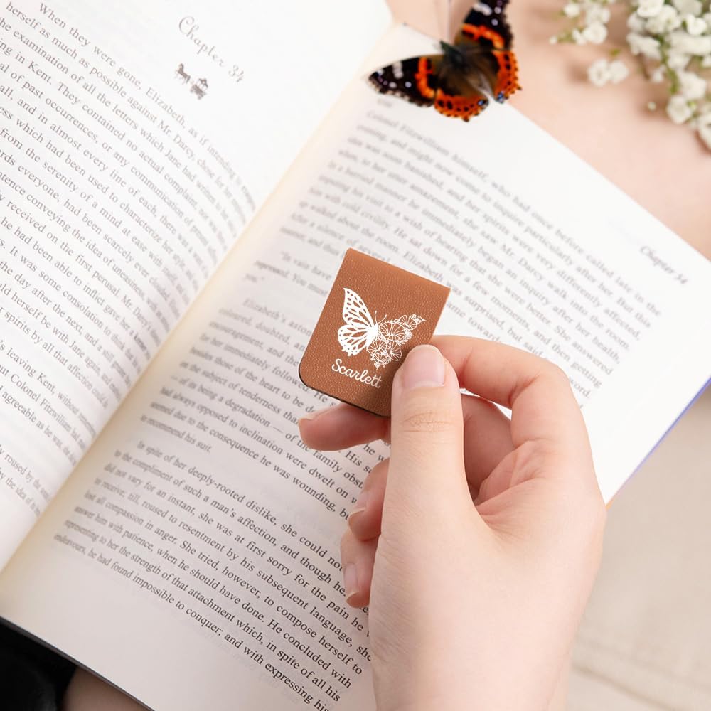 CALLIE Personalized Magnetic Bookmark Clip – Custom Name Reading Gifts for Book Lovers, Birthday Teacher's Day Christmas for Bookworm Gifts (Butterfly)