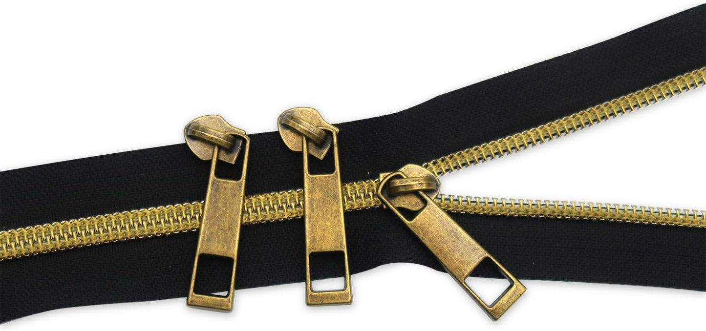 HOLSHUN #5 Zipper Sliders Zipper Pull 30pcs Bulk Heavy Duty Metal Antique Bronze Pulls for #5 Nylon Coil Zippers Replacement #5 Sliders for Luggage Luxury Bag Hardware Luggage & DIY Craft Supplies