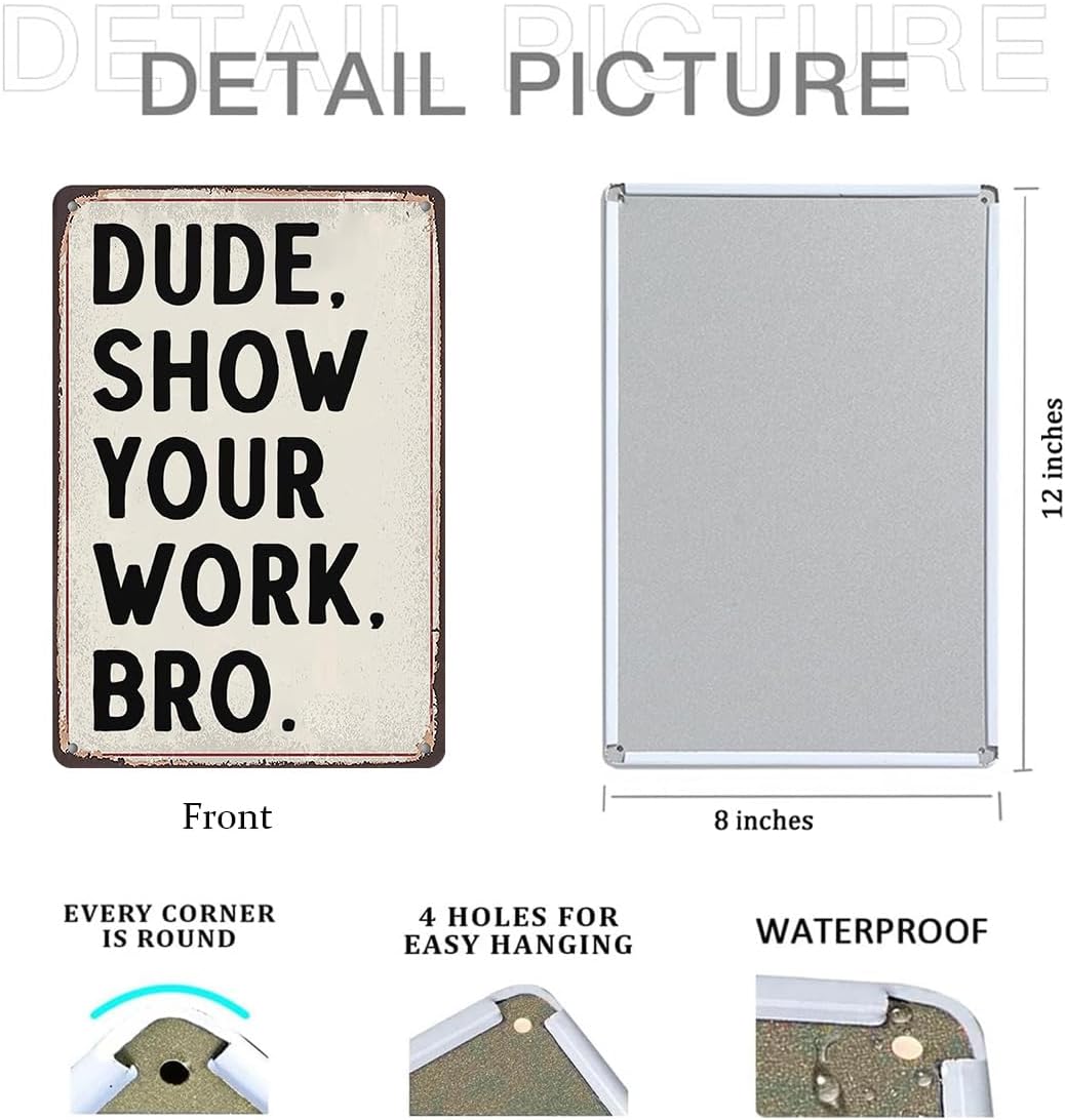 Math Teacher Gift - Funny Math Teacher Gifts, Classroom Decorations and Teacher Desk Decor, Teacher Sign for Classroom, Ideal Gifts for Math Teachers, 8x12 Inch Tin Sign