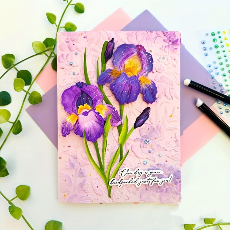 Flowers Metal Cutting Die for Scrapbooking - Cut Stencils for DIY Scrapbook Photo Album Decorative Paper Card, Card Making Supplies, Stencils & Crafting Die Cut (Oleander 7.4 x 4.1 in)