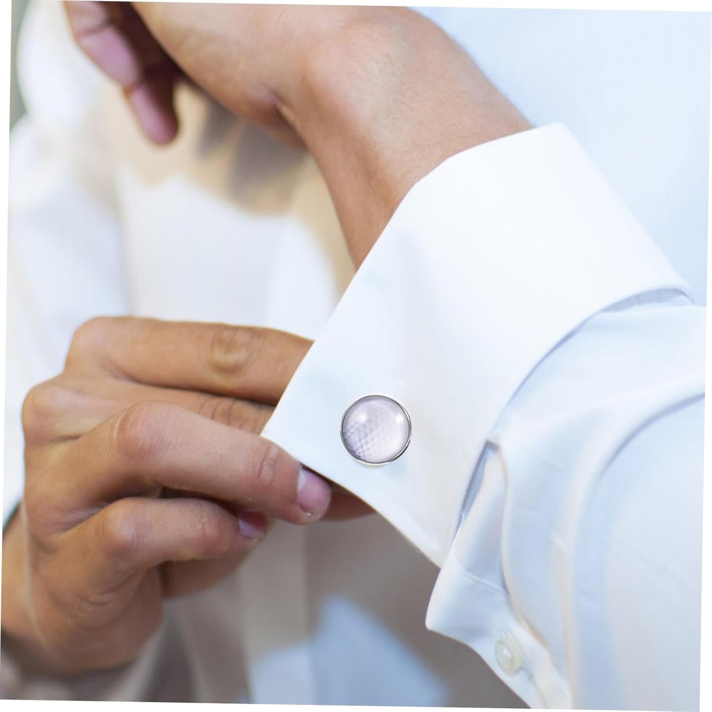 Golf Ball Cufflinks for Men and Women Silver Metal and Crystal Glass Shirt Studs Unique Suit Buttons Accessory Elegant Small Cuff Links for Business Wedding and Formal Shirts Idea