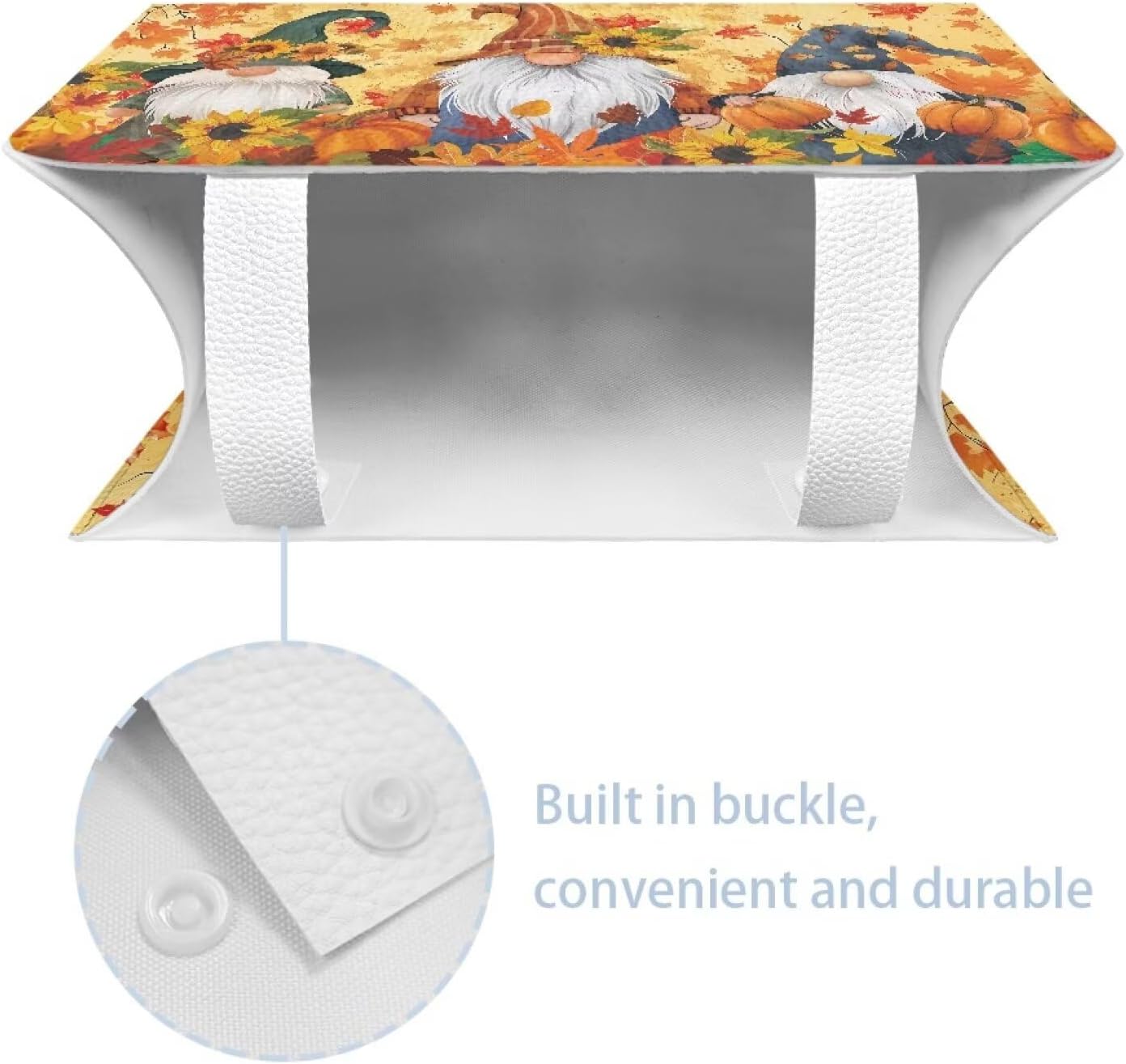 Cute Dwarf Tissue Box Cover Waterproof PU Leather Facial Tissue Holder Thanksgiving Decorative Facial Napkin Organizer with Bottom Belt for Tabletop, Countertop, Night Stands