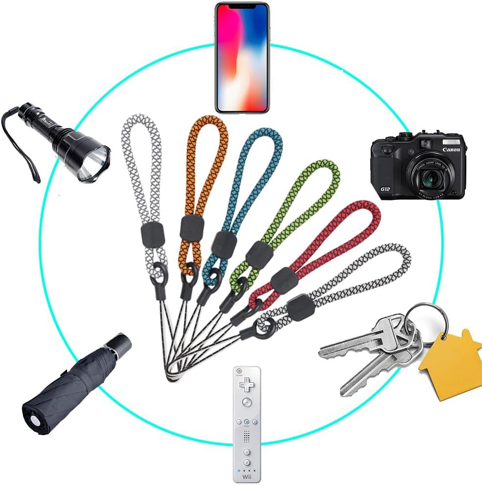 YOUOWO Lanyards Finger Small Strap 6 Pack Rope Small Wrist Lanyard For Phone Cases Keys Short Keychain USB ID Card Badge (6 Colors)