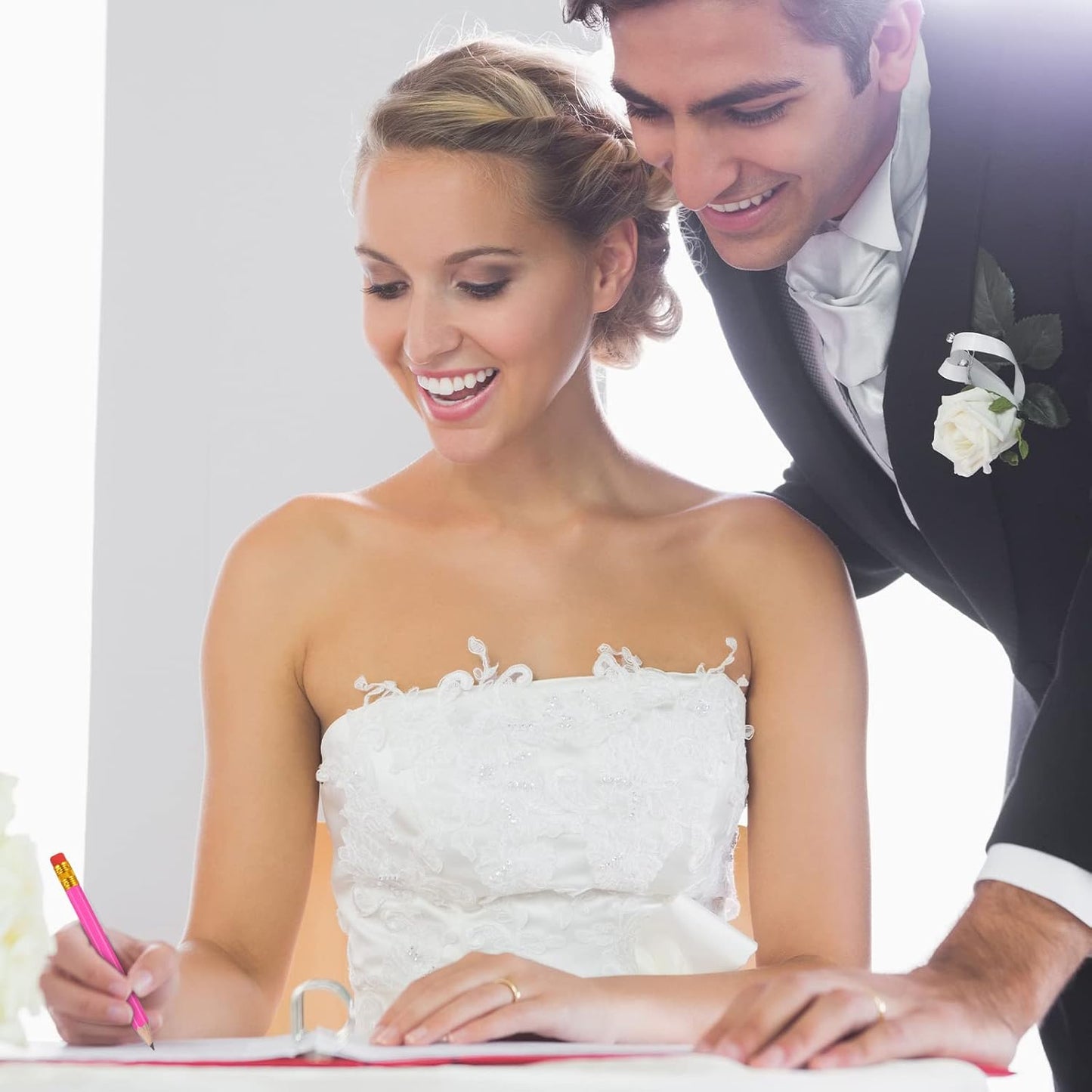 Zonon 48 Pieces Golf Pencils Mini Half Pencils with Eraser Short with Erasers Bulk Small for Kids HB Wedding Bridal School Office Writing Drawing Pocket(Rose Red)