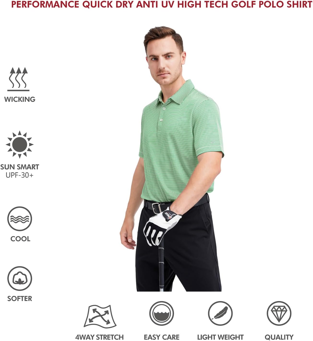 Golf Shirts for Men Dry Fit Short Sleeve Print Performance Moisture Wicking Polo Shirt