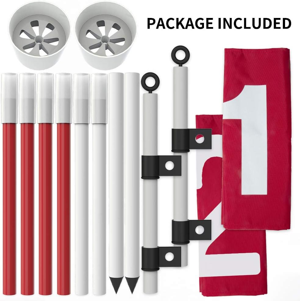 THIODOON Golf Flagstick 6ft Golf Flag and Cup for Yard Pro Detachable Golf Hole Cup and Flag for Driving Range Backyard Upgrade Anti-Rust Glass Fiber 5-Section Design with Connectors (Premium Flagstick Set -2 Pack)