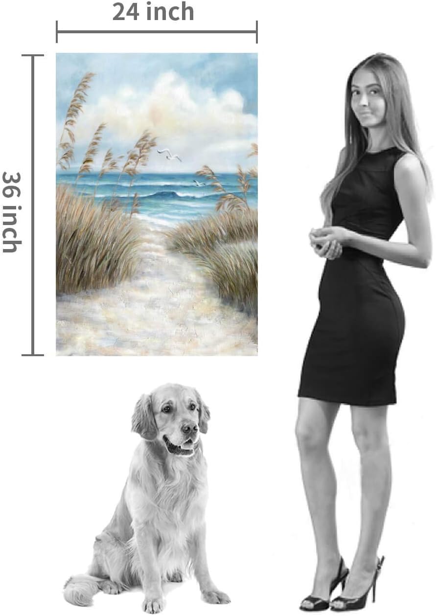 Hardy Gallery Seascape Canvas Abstract Wall Art: Beach Path Artwork to the Sea Abstract Coastal Artwork Painting for Bedroom (36'' x 24'' x 1 Panel)