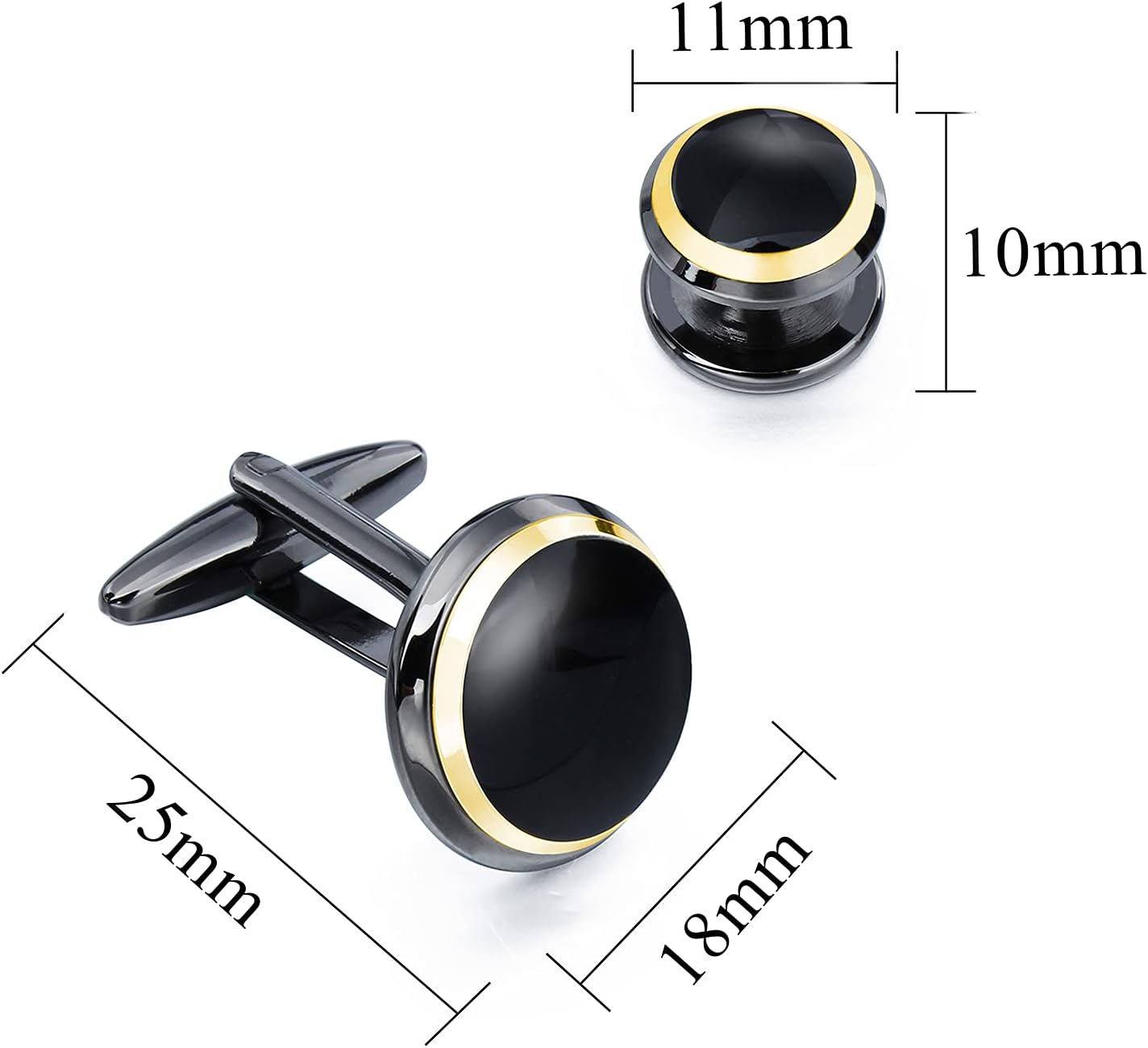 HAWSON Cufflinks and Studs for Men-Fashion Men Vintage Enamel Carbon Fiber Tuxedo Shirt Cufflinks and Studs Set for Regular Wedding Business Accessories