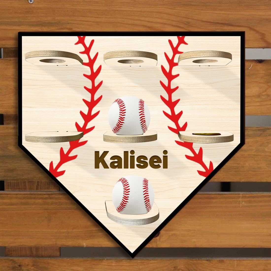 Personalized Name Baseball Display Case Wood Softball Storage Stand Baseball Holders for Men Husband Dad's Collection Memorabilia Baseball Display Case Softball Ball Wall Rack Hanger