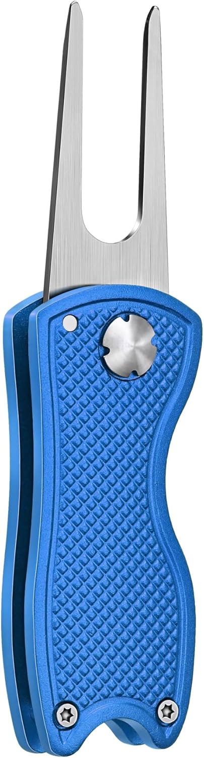 Mile High Life Golf Divot Repair Tool, All Metal Foldable Divot Tool with Pop-up Button & Magnetic Ball Marker, 2-6 Pack