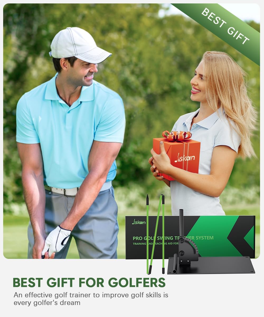 Jsikan Pro Golf Alignment Sticks System with Holder Angle Plate, Golf Trainer Aid Teaching Equipment for Aiming, Putting, Swing, Essentials Golf Gifts Accessories for Men and Women