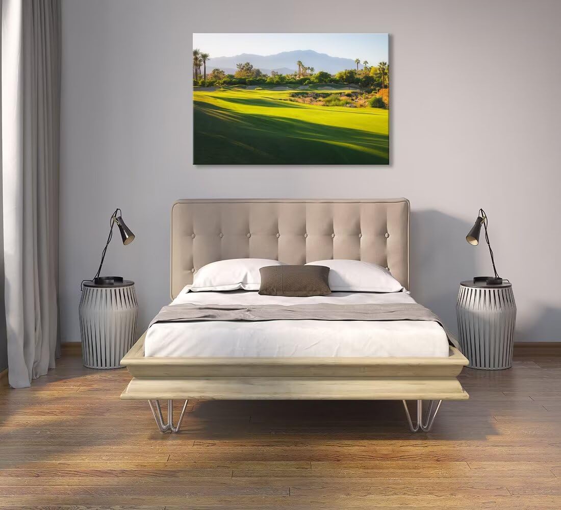 USA California Indian Wells Golf Course Wall Art for Living Room Bedroom Bathroom Home Decorations Golf Course in Palm Picture Poster Canvas Prints Modern Artwork Framed Ready to Hang(12''H x 16''W)