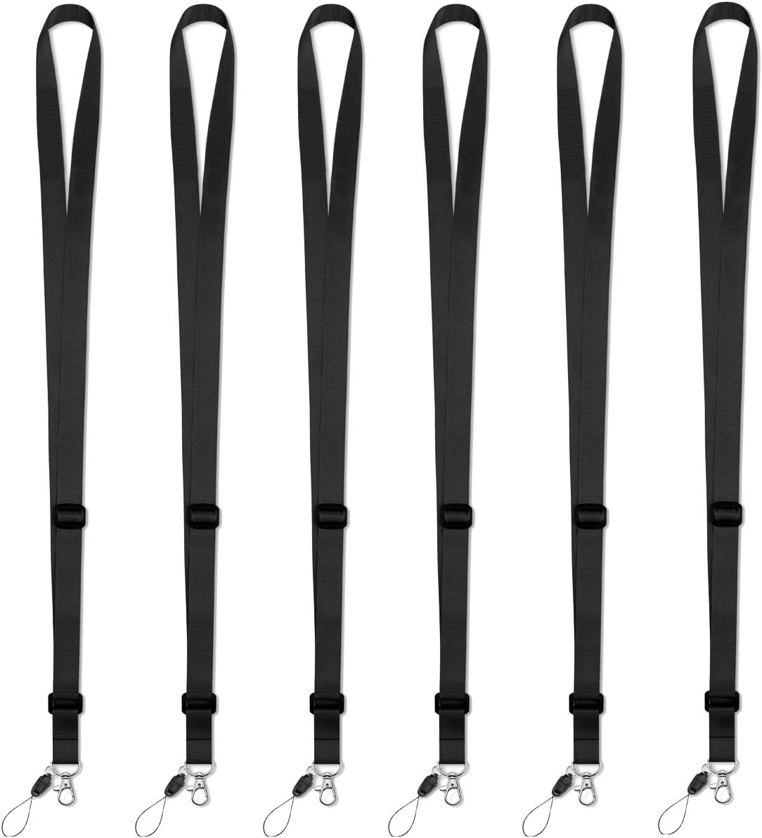 AMUU 6 Pack Black Lanyards Adjustable Extend Length with Vertical id Badge Holder for Women Keys Kids Men ID Card Holder Cruise Ship Waterproof Credit Card Name tag Holder