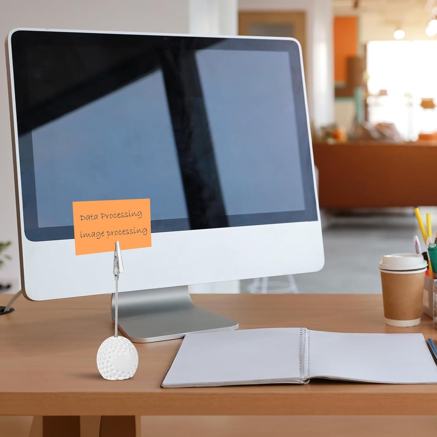 4 PCS Resin Golf Ball Base Alligator Clip Place Card Holder Golf Ball Shaped Table Number Holder Name Place Card Holder for Office Menu Events Wedding Party