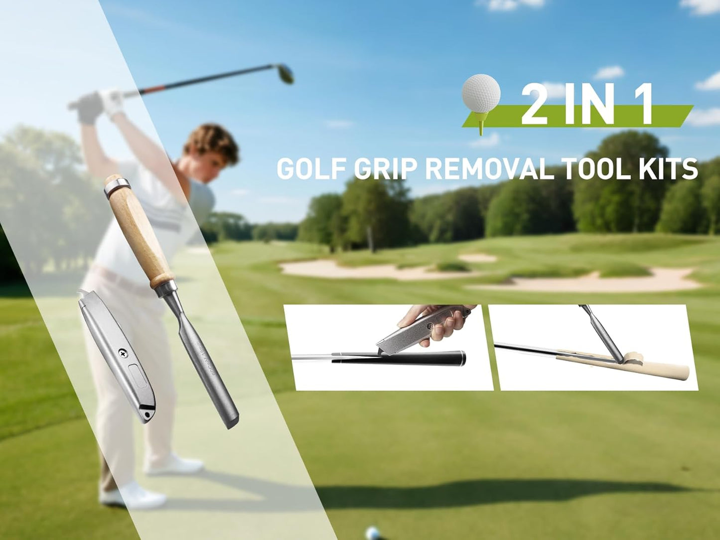 Golf Grip Tape Removal Tool Kit, Grip Remover Saver Perfect for Regripping Graphite and Golf Club Steel Shafts