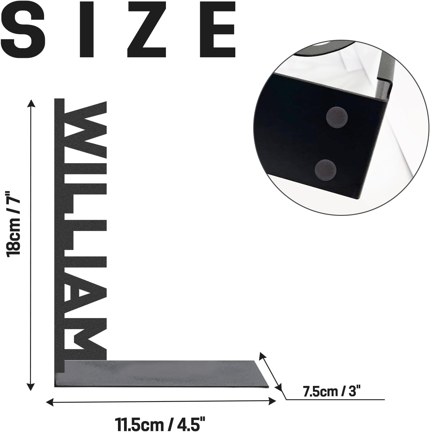 Personalized Name Bookends Decorative 2 Pcs, Metal Book Ends for Shelves, Modern Heavy Duty Bookend Stopper, Custom Last Name Book Shelf Holder for Home Office Study Room, Desk Book Organizer