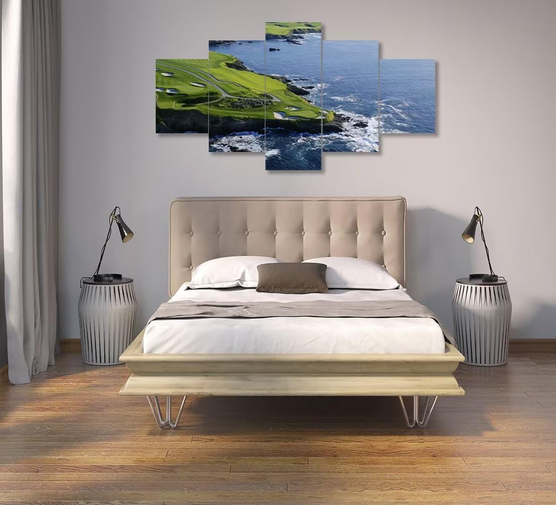 chenchenArt Golf Wall Art for Living Room Bedroom Bathroom Home Decorations Paintings Golf Course Canvas Prints Modern Artwork Framed Ready to Hang(60''W x 32''H)