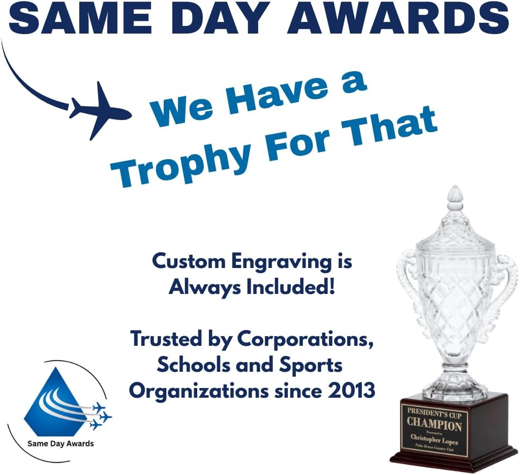 Champion V Sports Trophy Award with Custom Engraving – Recognition Trophy for Kids and Adults Team Awards for Competitions School Sports Student Athletes MVPs Tournaments and Celebrations