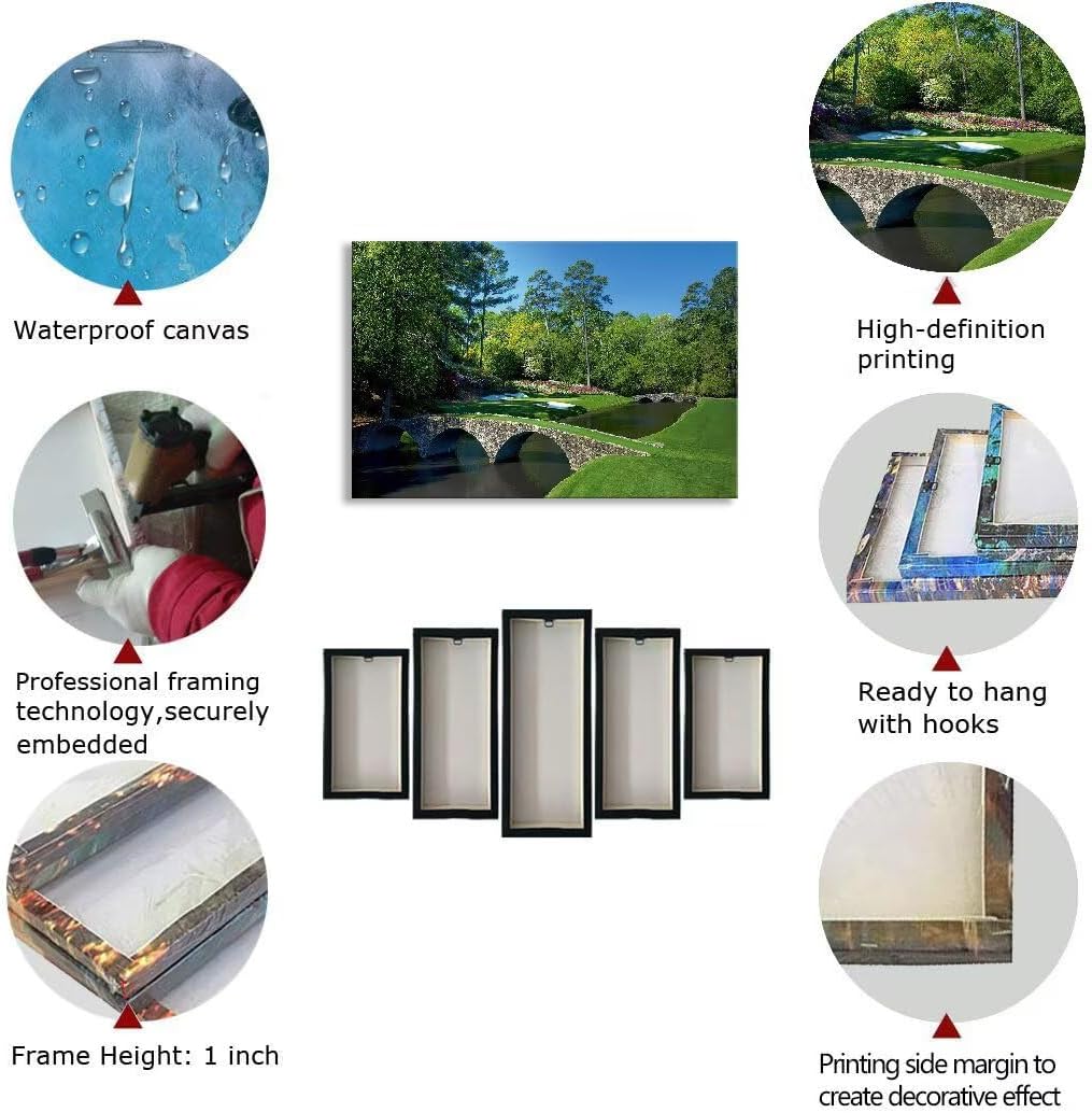 chenchenArt Augusta National Golf Course Wall Art - Augusta Golf Course 12th Hole Wall Art for Living Room Bedroom Bathroom Home Decorations Golf Art Canvas Prints Framed Ready to Hang(12''H x 16''W)