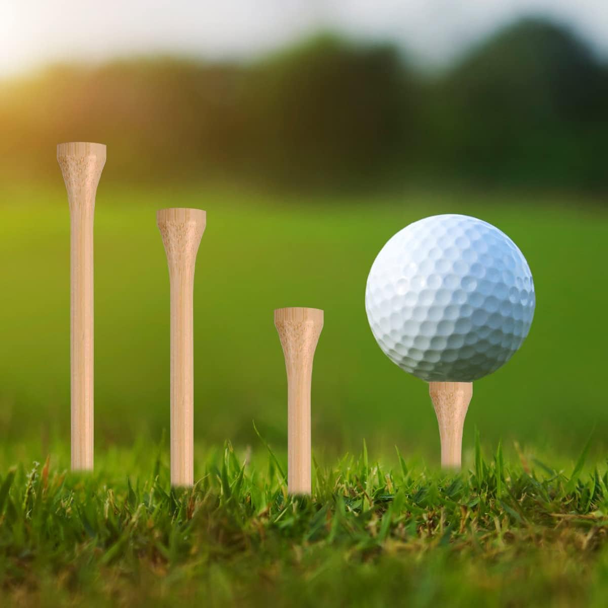 MAZEL Natural Wood/Bamboo Golf Tees 2 3/4 Inch & 3 1/4 Inch,Pack 50 or 120,Reduce Friction & Side Spin,More Stable Golf Tees
