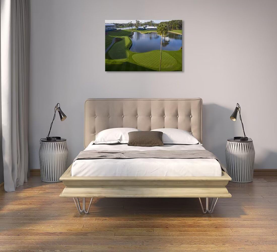 Florida Golf Course Wall Art for Living Room Bedroom Bathroom Home Decorations Golf Wall Decor Paintings TPC Sawgrass Golf Course Picture Poster Canvas Prints Framed Ready to Hang(12''H x 16''W)