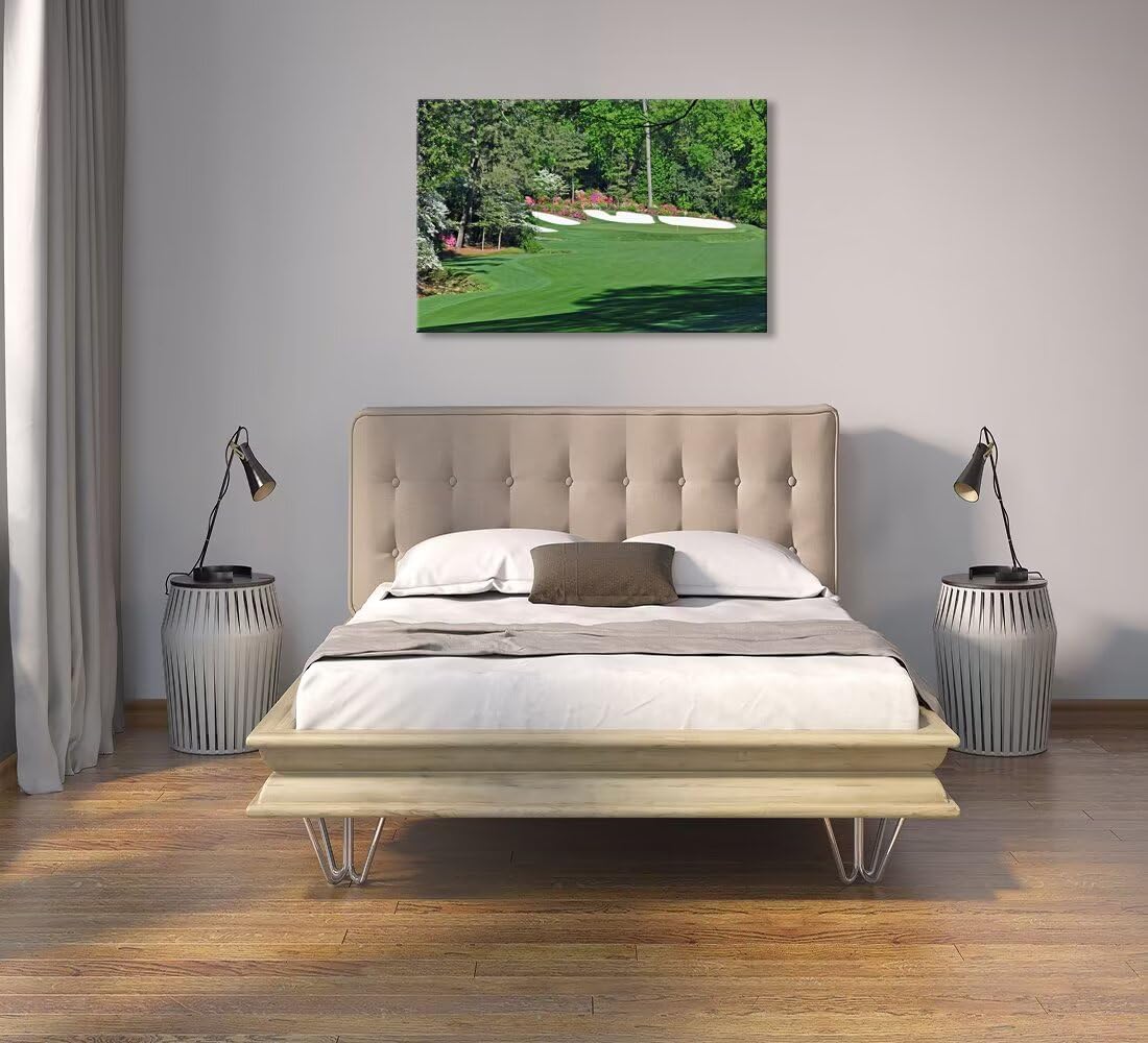 Augusta Golf Course Wall Art for Living Room Bedroom Bathroom Home Decorations Golf Art Golf Course Poster Picture Framed Artwork Canvas Prints Framed Ready to Hang(12''H x 16''W)