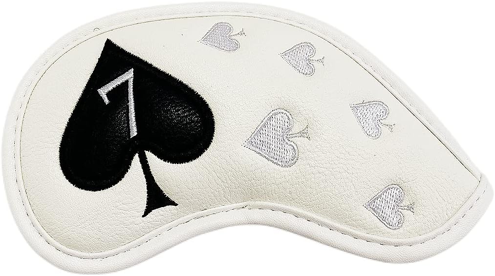 Golf Iron Head Covers 10 Pack #4-9 Pw, Sw, Aw, Xw Iron Covers Headcovers, White Synthetic Leather Golf Club Protector Designed to Fits All Golf Iron Clubs Titleist Callaway Ping Taylormade