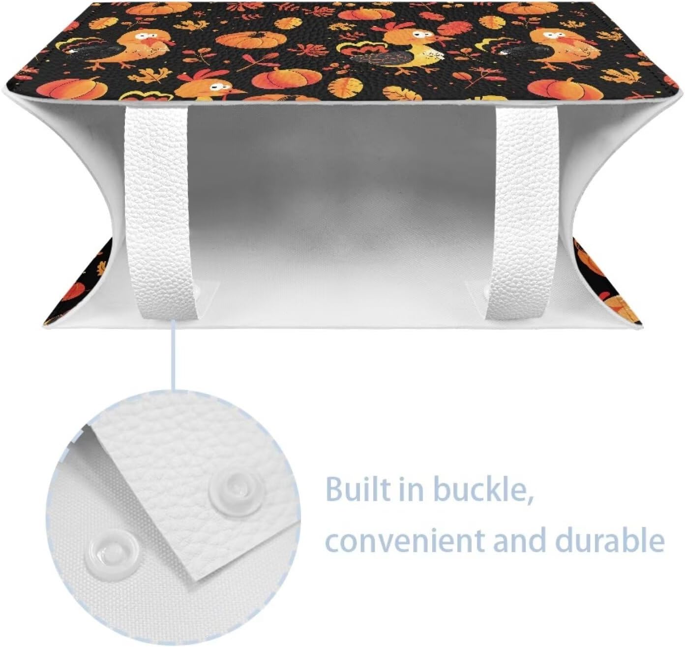 Cute Turkey Tissue Box Cover Rectangular PU Leather Facial Tissue Box Holder for Thanksgiving Day Home Decor Foldable Easy to Storage or Take