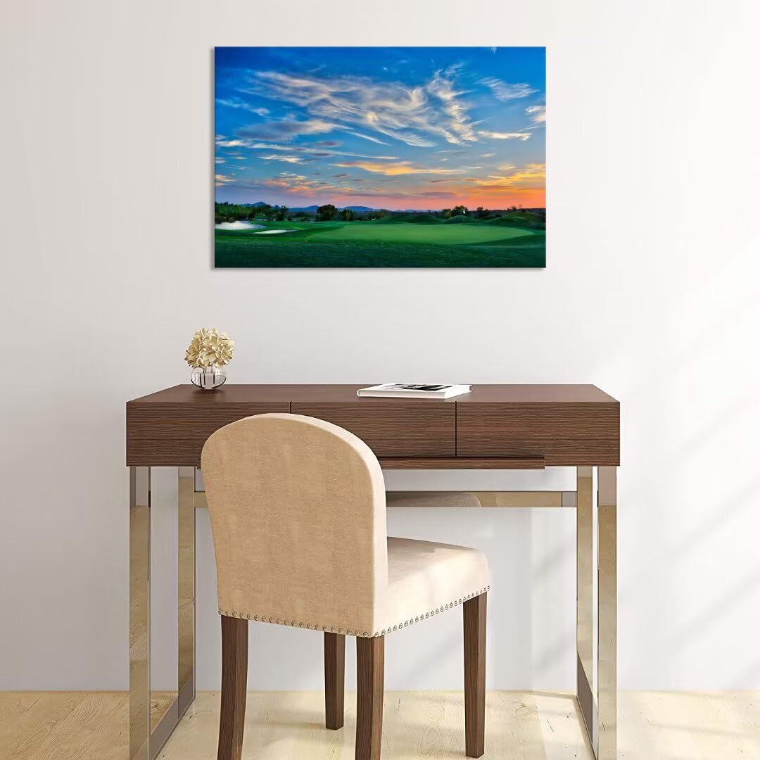 Arizona Scottsdale Golf Course Wall Art for Living Room Bedroom Bathroom Home Decorations Sunset Arizona Scottsdale Landscape Picture Poster Framed Artwork Canvas Prints Ready to Hang(18''H x 24''W)