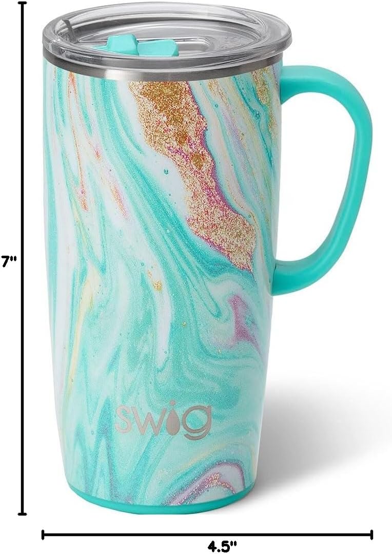 Swig Life 22oz Travel Mug, Insulated Tumbler with Handle and Lid, Cup Holder Friendly, Dishwasher Safe, Stainless Steel, Travel Coffee Cup, Insulated Mug with Lid (Wanderlust)