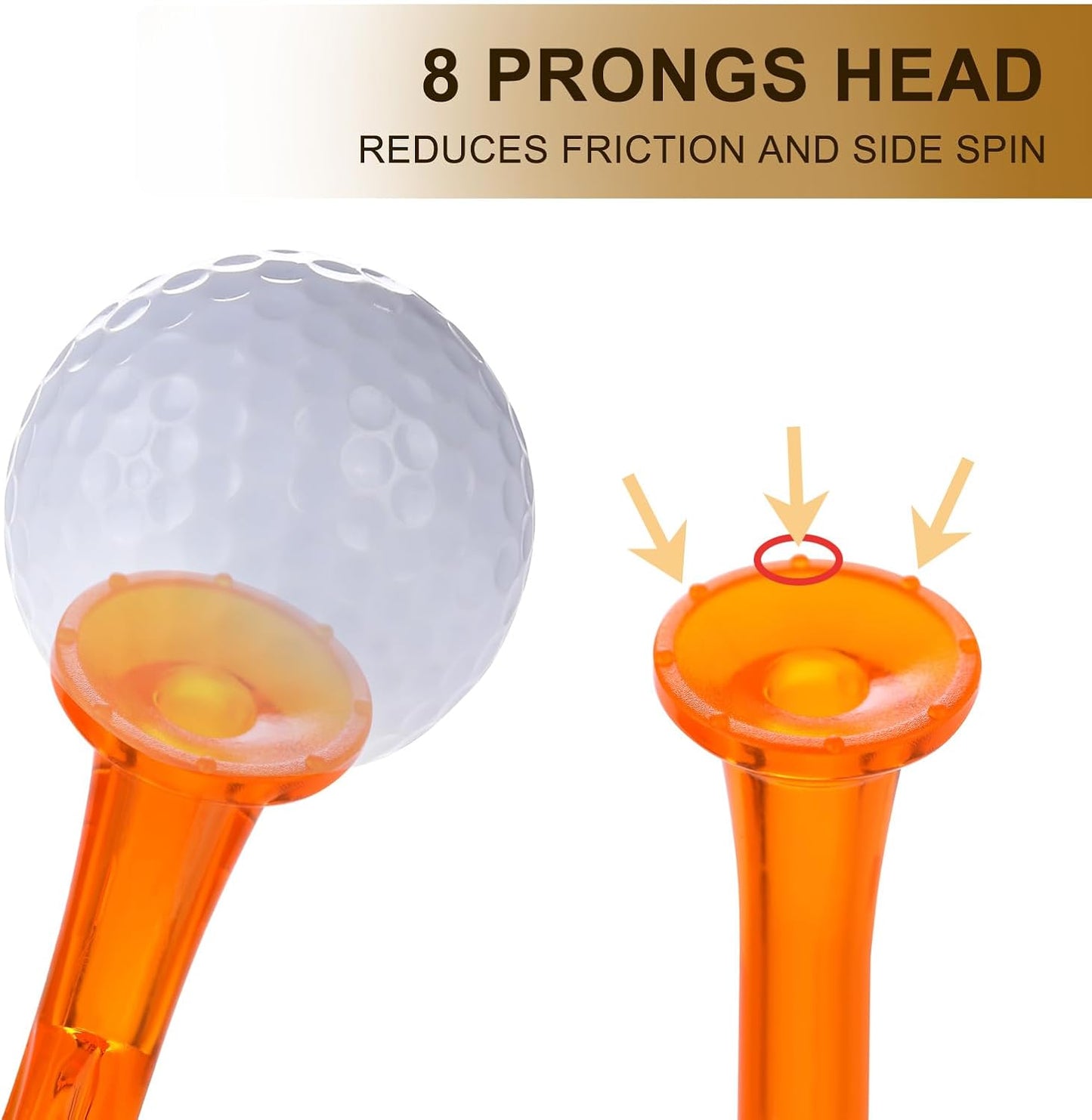 Golf Tees 3-1/4’’ 50 Count Plastic Golf Tees Reduced Friction & Side Spin Professional Unbreakable Golf Tees Durability and Stability Golf Tee