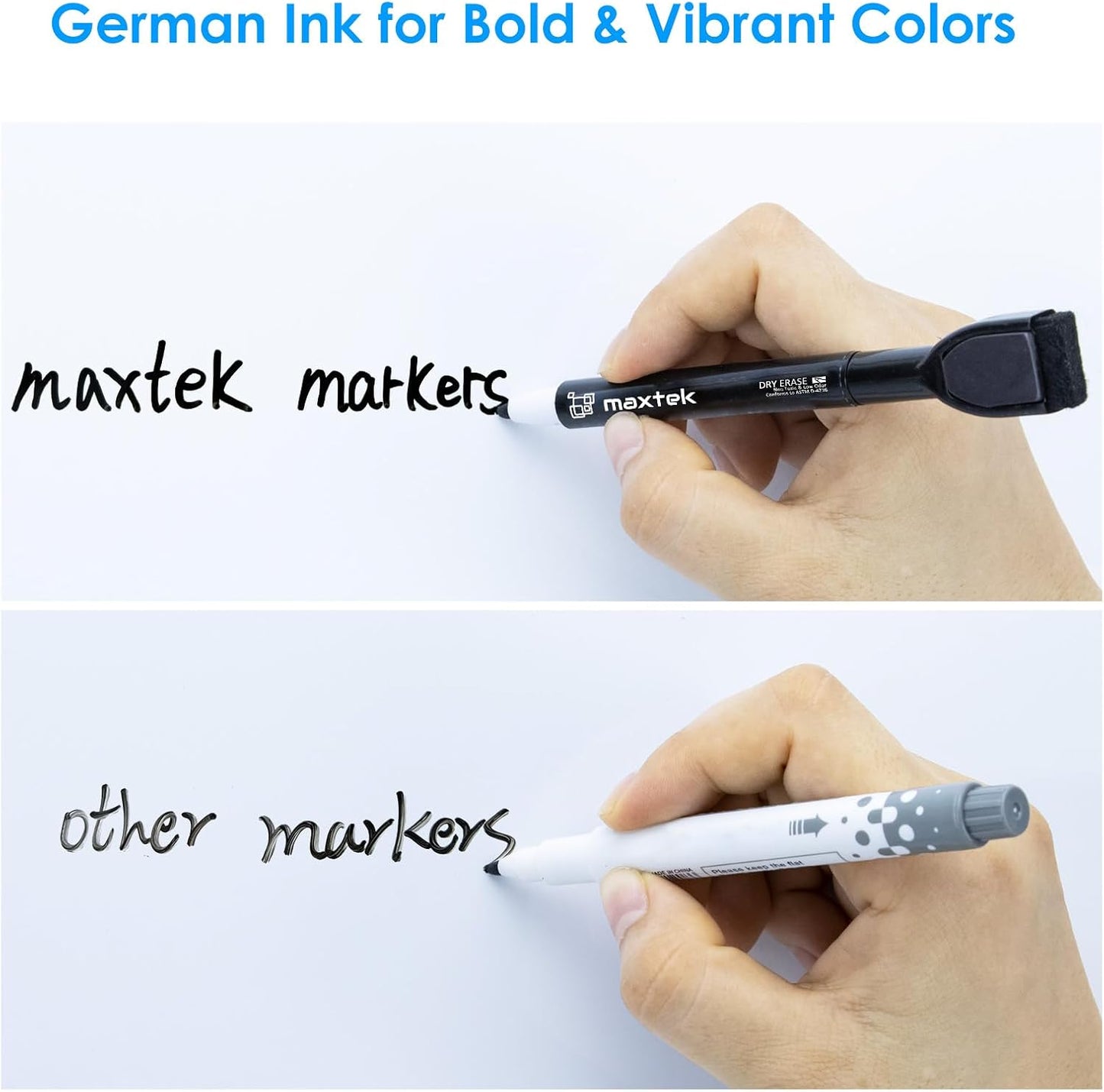 maxtek 24 Count Magnetic Dry Erase Markers, Fine Tip, 12 Colors Whiteboard Markers with Built-in Eraser, Low Odor Thin Markers